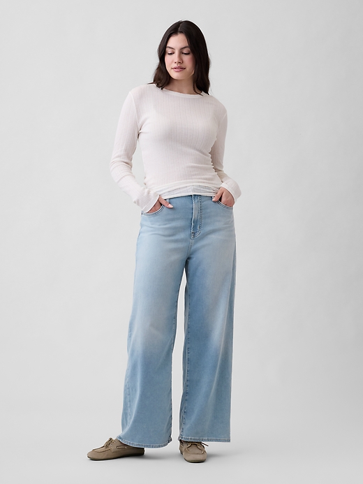 Image number 5 showing, High Rise Wide-Leg Sweatpant Jeans