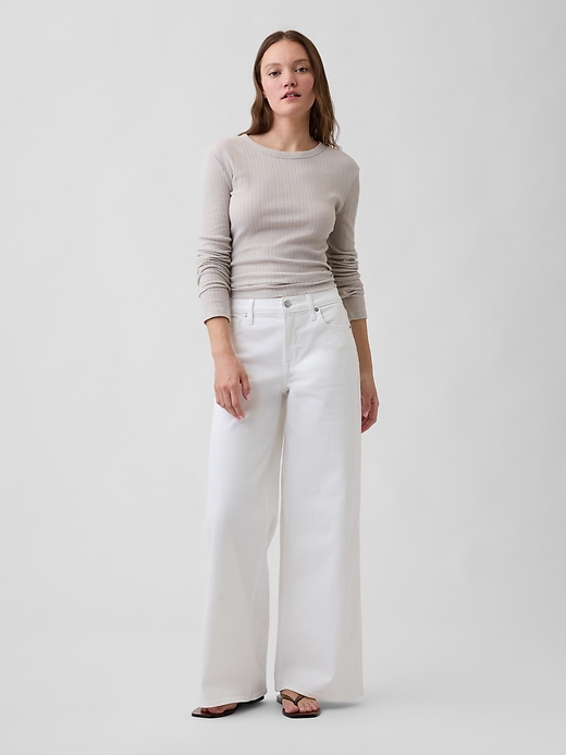 Image number 1 showing, Mid Rise Wide-Leg Jeans
