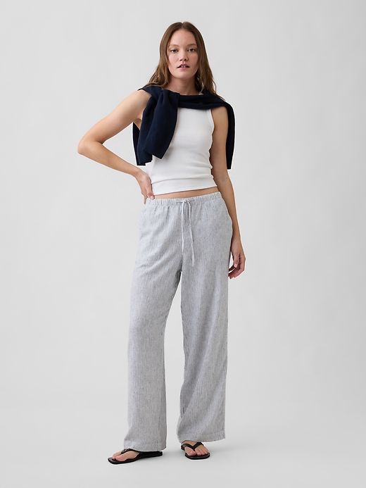 Image number 1 showing, Relaxed Linen-Blend Wide-Leg Pants