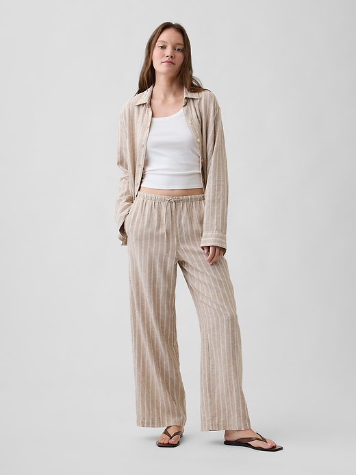 Image number 1 showing, Relaxed Linen-Blend Wide-Leg Pants