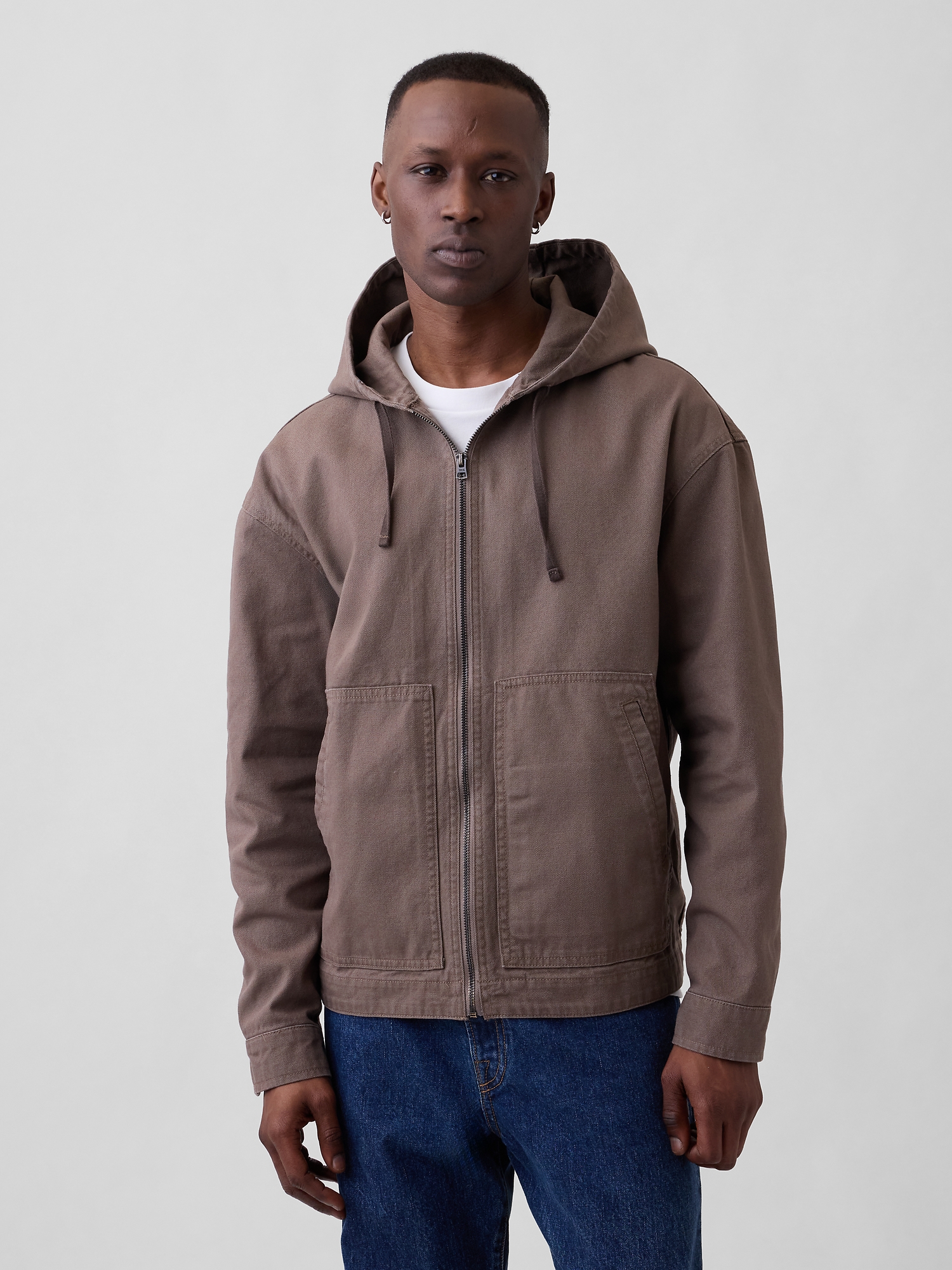 Oversized Hooded Canvas Utility Jacket | Gap Factory
