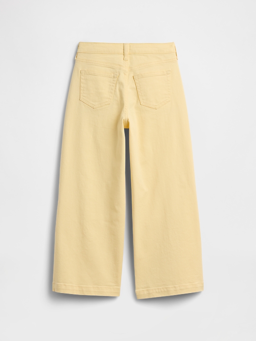 Image number 2 showing, Kids High Rise Embroidered Drawstring Wide-Leg Jeans