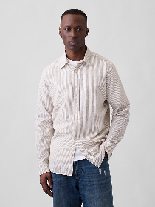 Image number 1 showing, Linen-Blend Shirt in Standard Fit