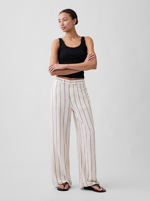 Image number 1 showing, High Rise Linen-Blend Wide-Leg Pants