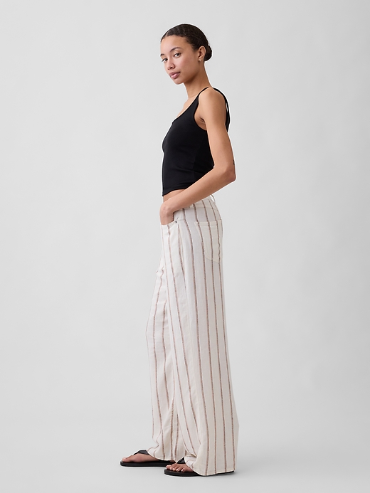 Image number 3 showing, High Rise Linen-Blend Wide-Leg Pants