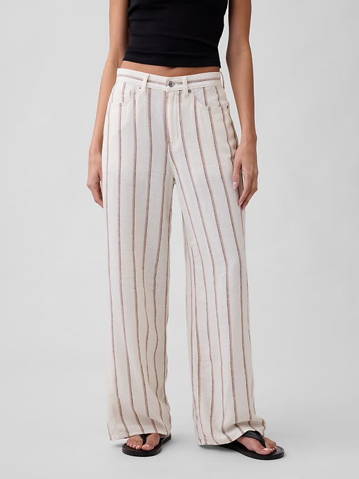 Image number 2 showing, High Rise Linen-Blend Wide-Leg Pants
