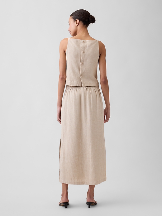 Image number 2 showing, Linen-Blend Maxi Slip Skirt