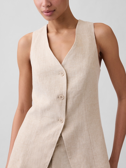Image number 4 showing, Longline Linen-Blend Vest