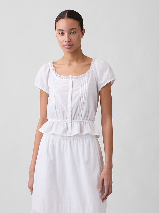 Image number 1 showing, Cap-Sleeve Pintuck Top