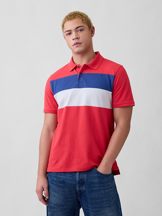 Image number 1 showing, Colorblock Stretch Pique Polo Shirt