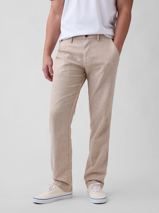 Image number 3 showing, Straight Linen-Blend Pants