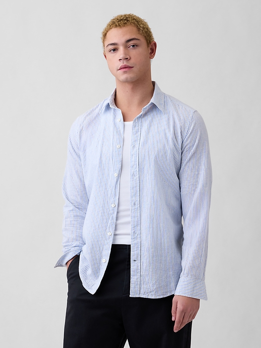 Image number 1 showing, Linen-Blend Shirt in Standard Fit