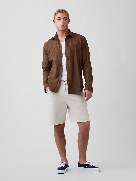 L'image numéro 3 présente Chemise coupe standard en mélange de lin
