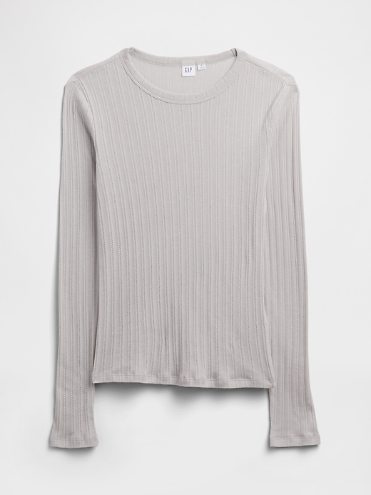 Image number 5 showing, Ribbed Pointelle Crewneck T-Shirt