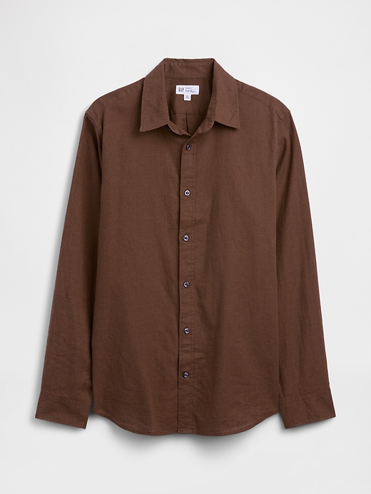 L'image numéro 5 présente Chemise coupe standard en mélange de lin