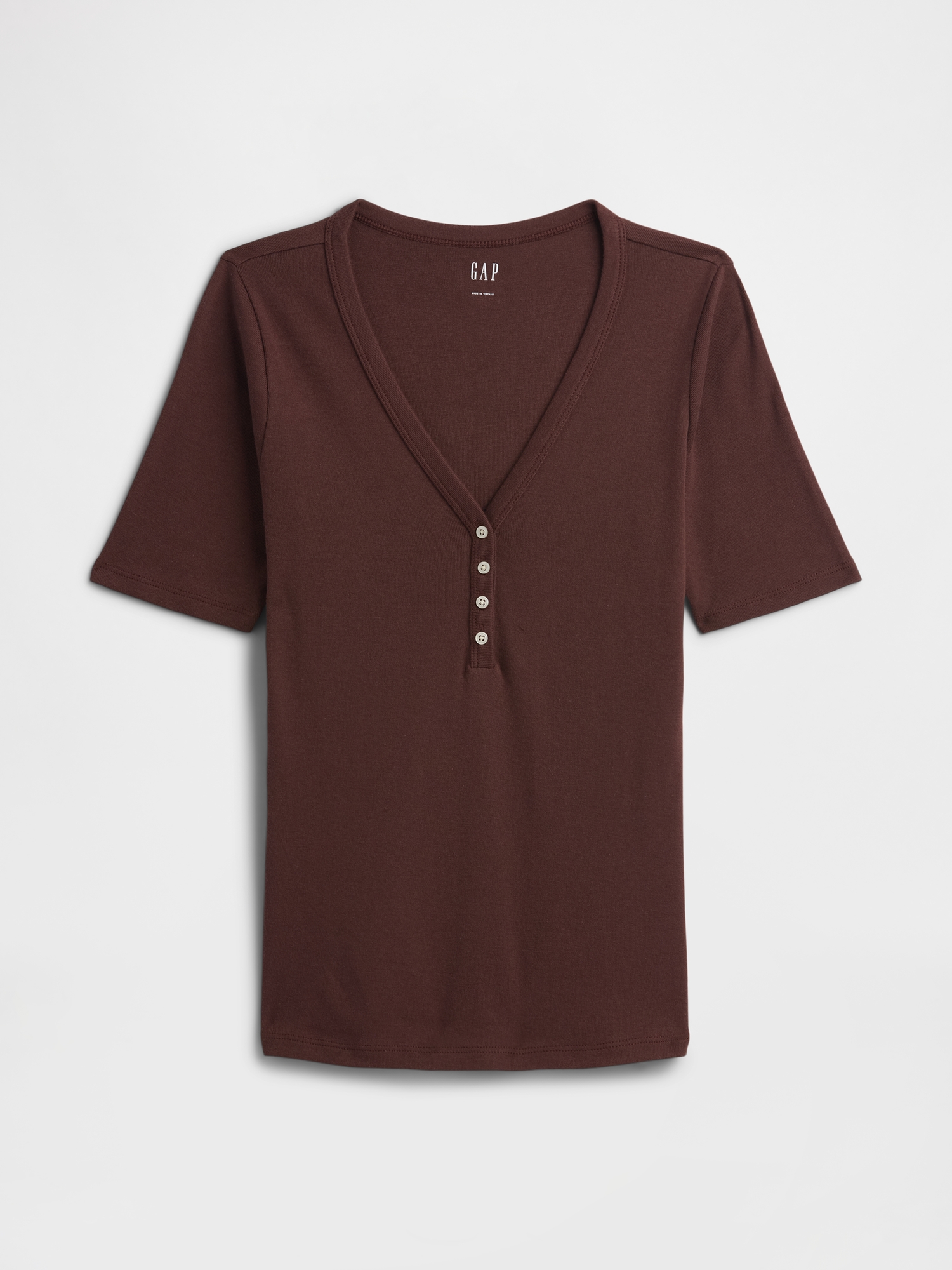 Modern Ribbed V-Neck Henley Top | Gap Factory