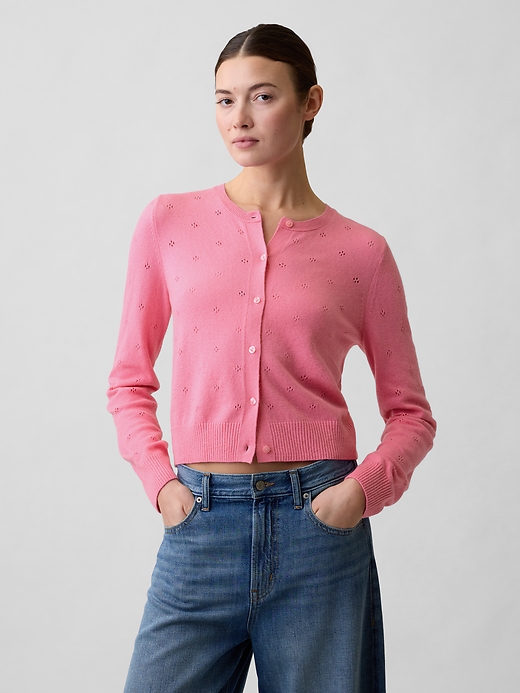 Image number 1 showing, CashSoft Pointelle Cardigan