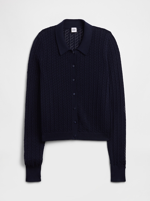 Lace-Stitch Collared Cardigan | Gap Factory