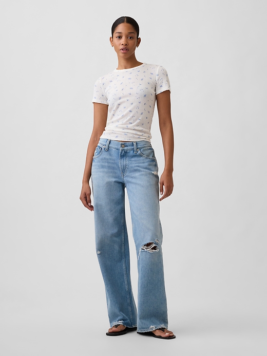 Image number 3 showing, Essential Ribbed Pointelle T-Shirt