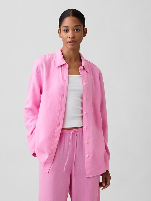 Image number 1 showing, Linen-Blend Easy Shirt