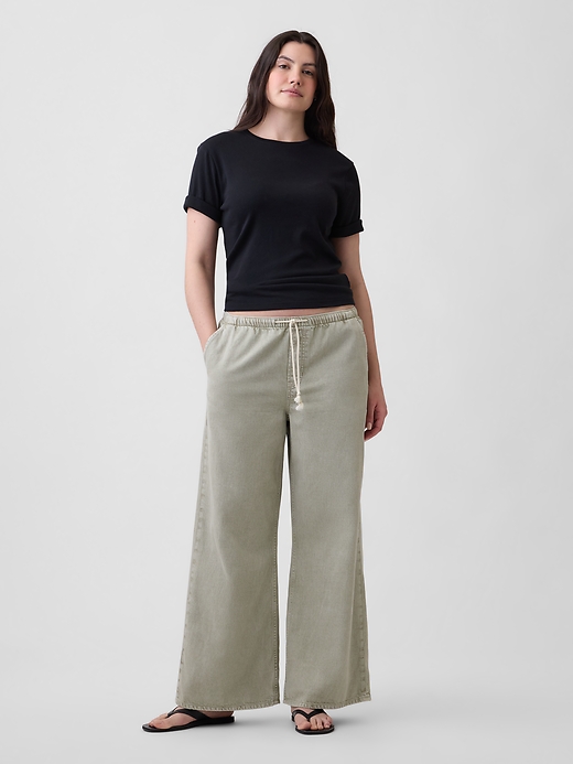 Image number 5 showing, Mid Rise Soft Pull-On Wide-Leg Jeans