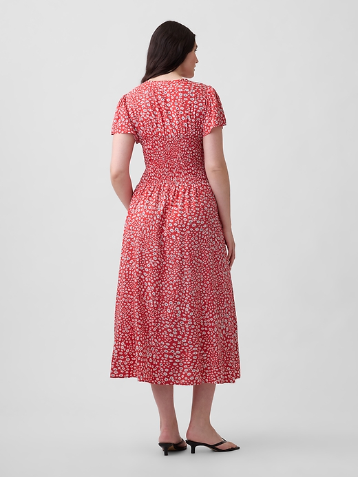 Image number 5 showing, Smocked Flutter Sleeve Midi Dress