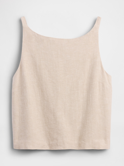 L'image numéro 5 présente Haut à col tablier en mélange de lin