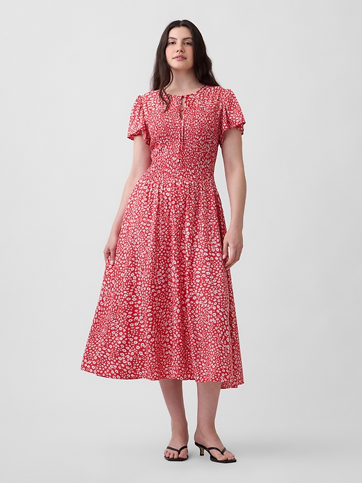 Image number 4 showing, Smocked Flutter Sleeve Midi Dress