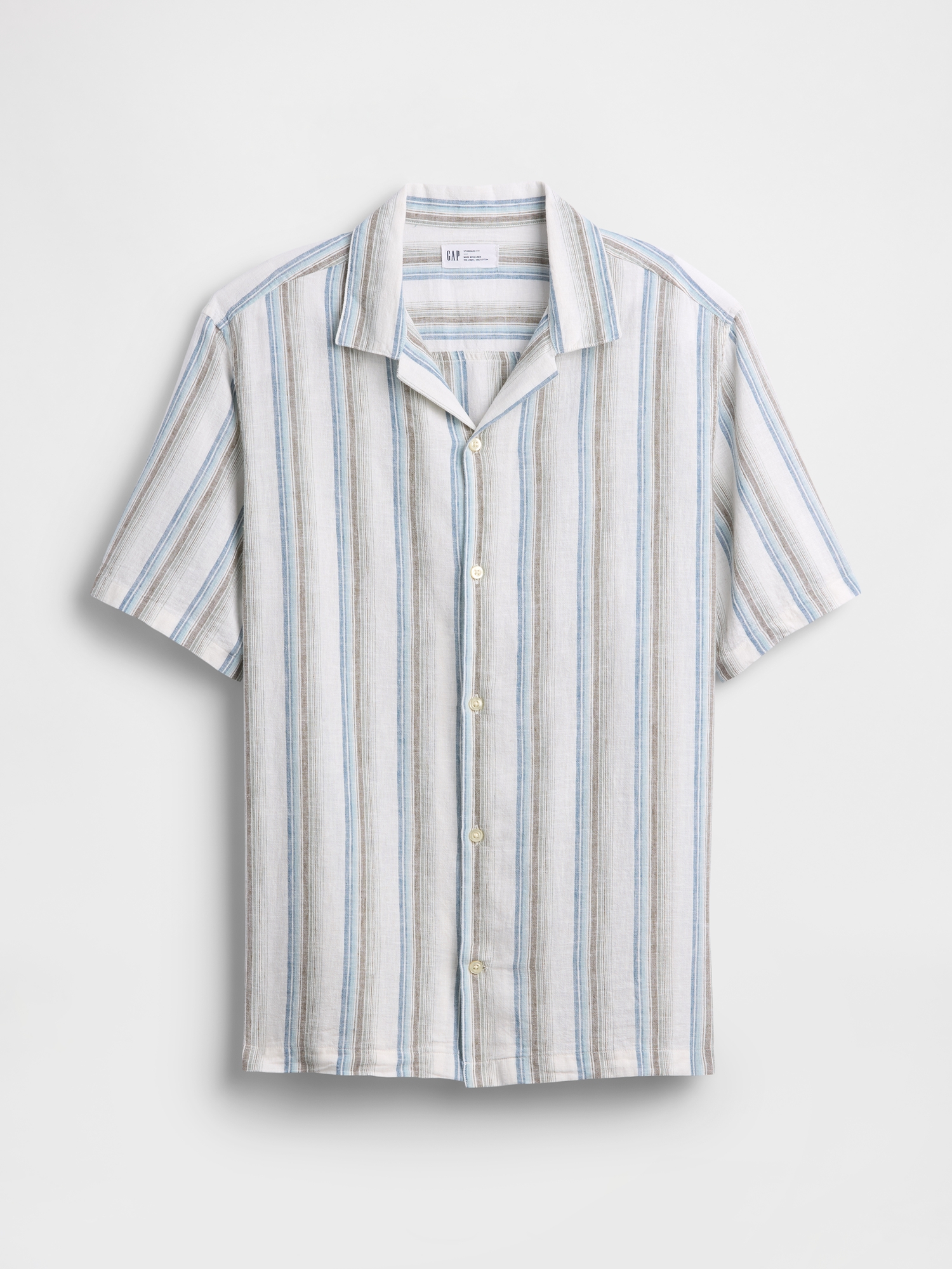 rihka cotton linen lawnsheershirt(écume) Linen-Blend Vacay Shirt in Standard Fit | Gap Factory
