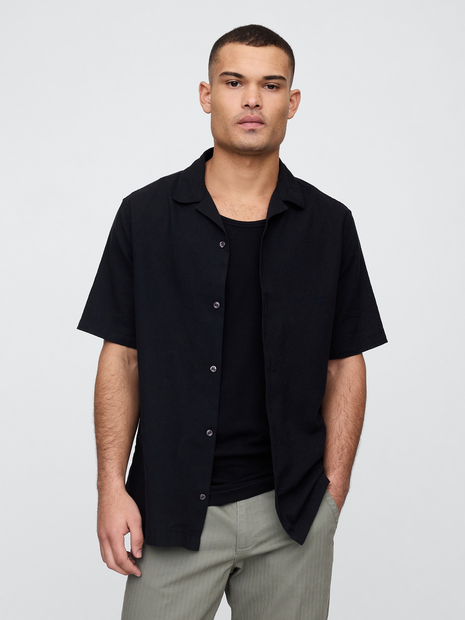 Linen-Blend Vacay Shirt in Standard Fit | Gap Factory
