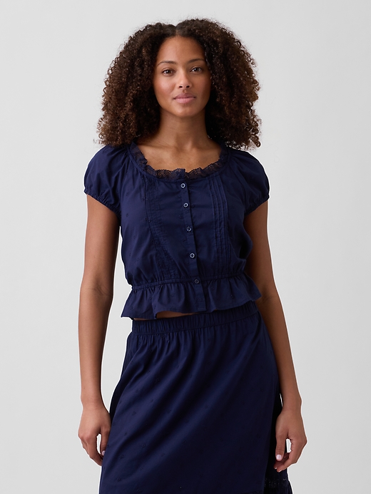 Image number 1 showing, Cap-Sleeve Pintuck Top