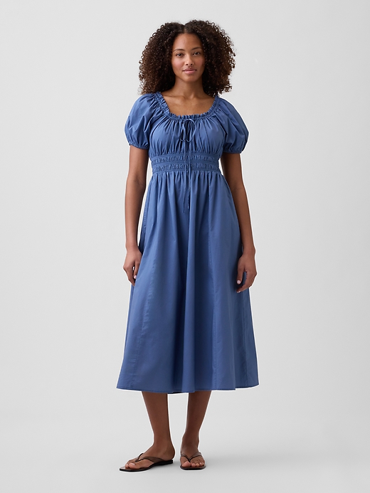 L'image numéro 1 présente Robe mi-longue à manches bouffantes