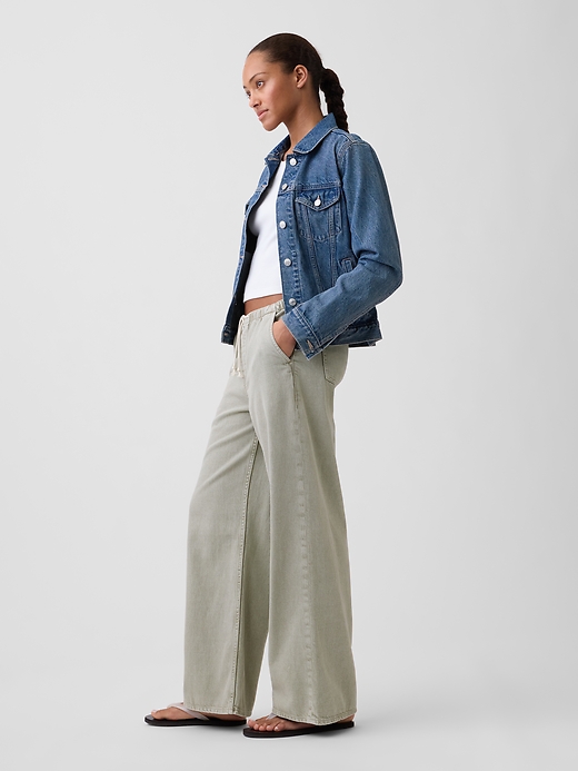 Image number 3 showing, Mid Rise Soft Pull-On Wide-Leg Jeans