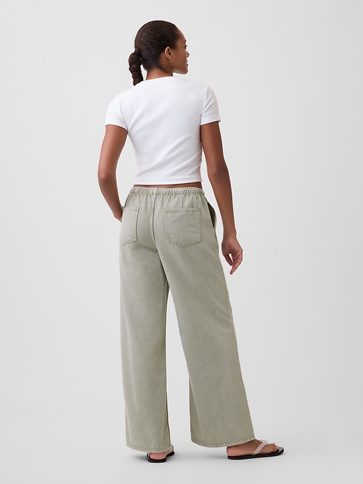 Image number 4 showing, Mid Rise Soft Pull-On Wide-Leg Jeans