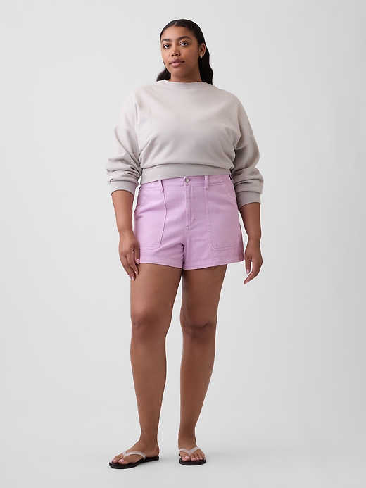 Image number 5 showing, 4" High Rise Soft Denim Utility Shorts