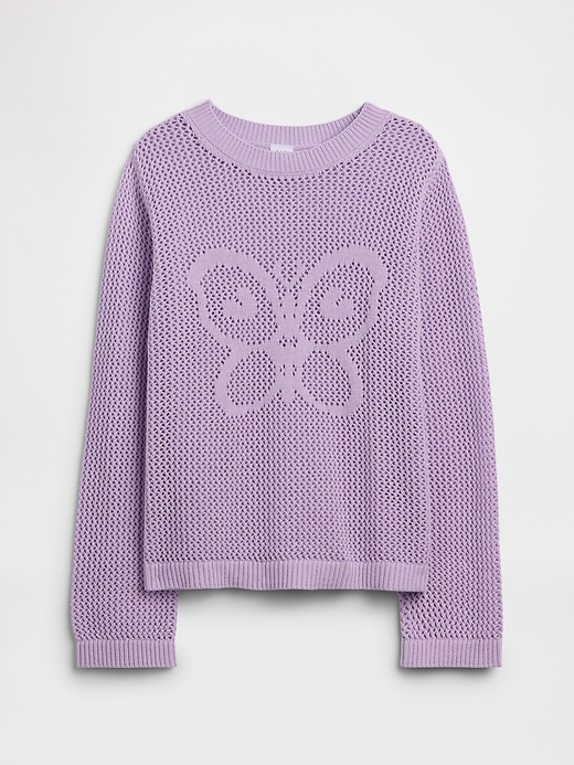 Image number 1 showing, Kids Relaxed Crochet Crewneck Sweater