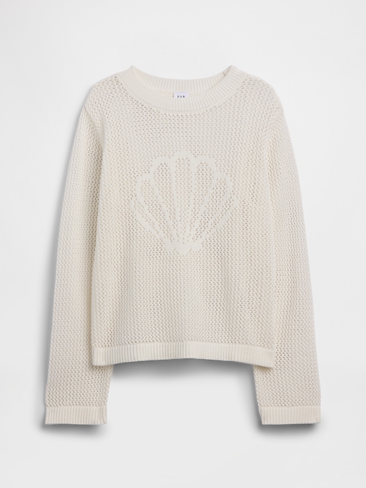 Image number 1 showing, Kids Relaxed Crochet Crewneck Sweater