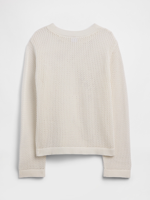 Image number 2 showing, Kids Relaxed Crochet Crewneck Sweater