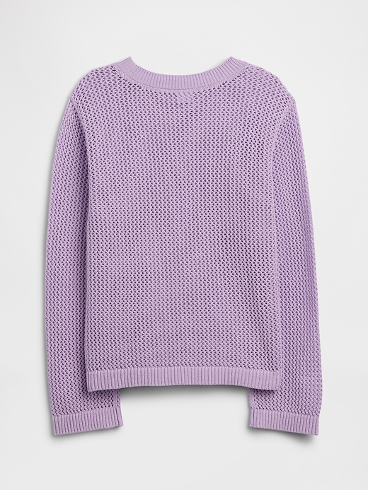 Image number 2 showing, Kids Relaxed Crochet Crewneck Sweater