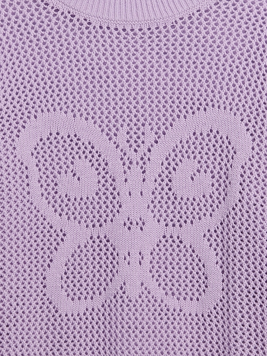 Image number 3 showing, Kids Relaxed Crochet Crewneck Sweater