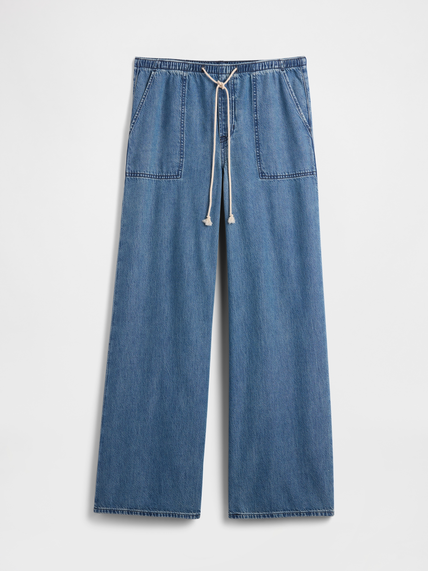 Mid Rise Soft Pull-On Wide-Leg Jeans | Gap Factory