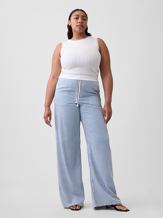 Image number 5 showing, Mid Rise Pull-On SuperLight Wide-Leg Jeans
