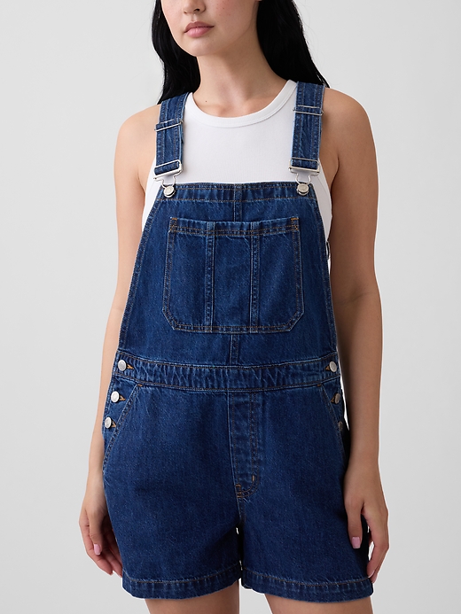 L'image numéro 2 présente Salopette courte en denim