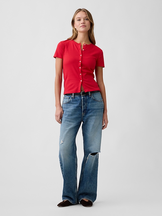 Image number 3 showing, Ribbed Button-Up Top