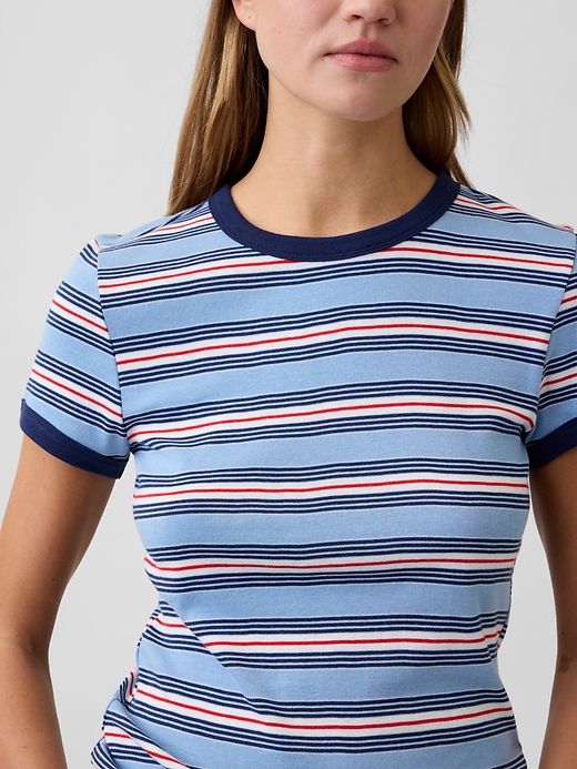 L'image numéro 4 présente T-shirt côtelé moderne à bords contrastants