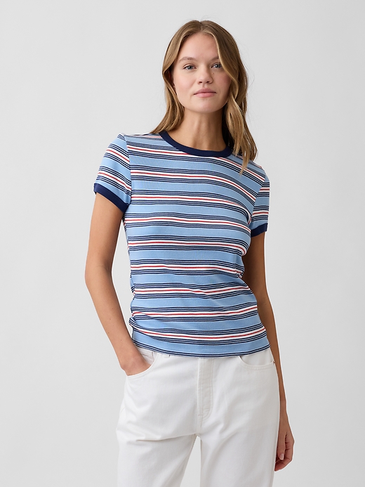 L'image numéro 1 présente T-shirt côtelé moderne à bords contrastants