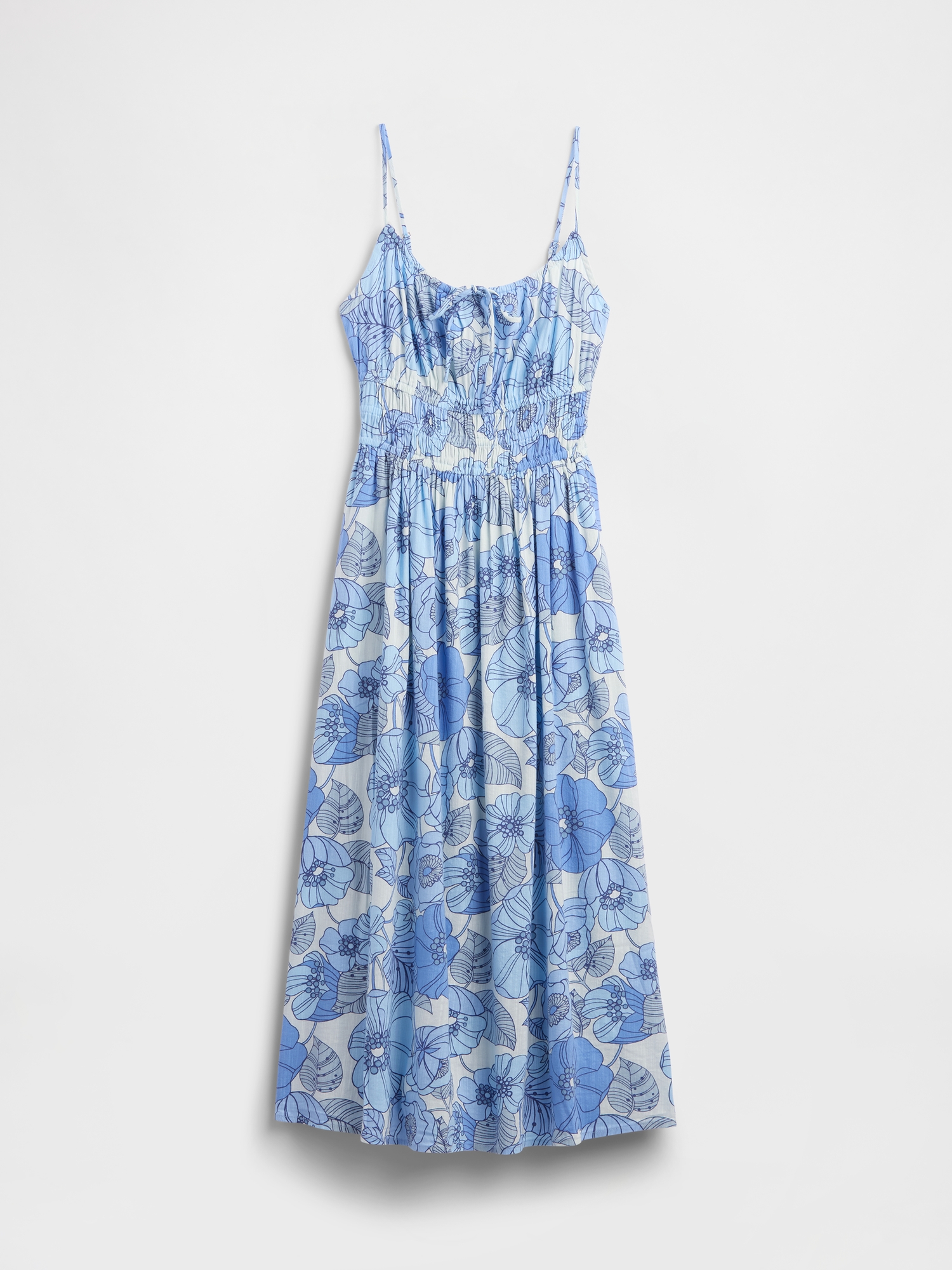 Smocked Tie-Front Midi Dress | Gap Factory