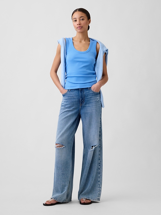 Image number 3 showing, Ribbed Scoopneck Tank Top