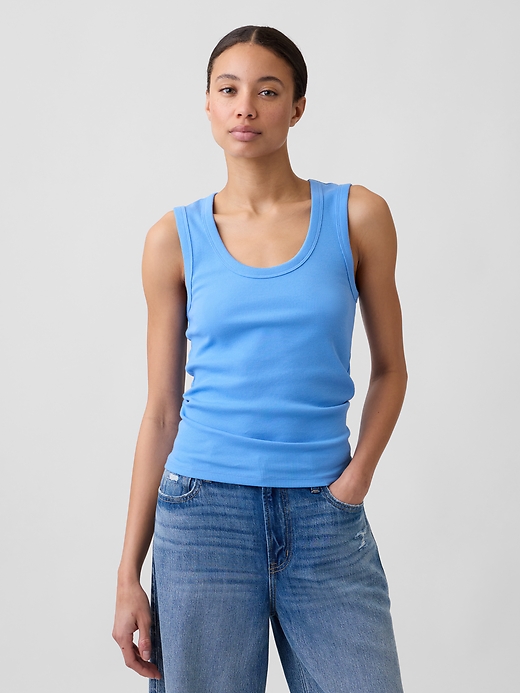 Image number 1 showing, Ribbed Scoopneck Tank Top