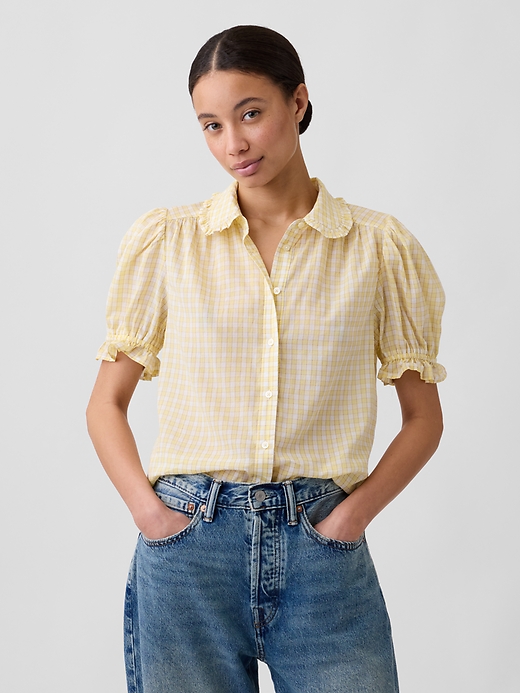 Image number 1 showing, Relaxed Voile Puff Sleeve Top